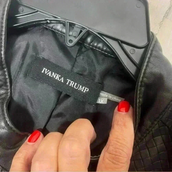 Ivanka Trump Black Moto Jacket Size 1X Gold Accent Button And Zippers - Picture 7 of 11